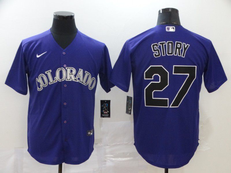 Men Colorado Rockies #27 Story Purple Game 2024 Nike MLB Jersey style 1